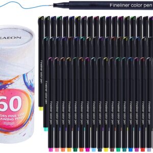 60 Colored Felt Tip Journal Planner Pens